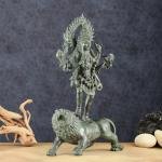 Vintage Balinese Bronze Durga-Kali with Lion | 18.5" Lost Wax Art | Sacred Lion Mount Masterpiece | Divine Temple Beauty | Jaipurio